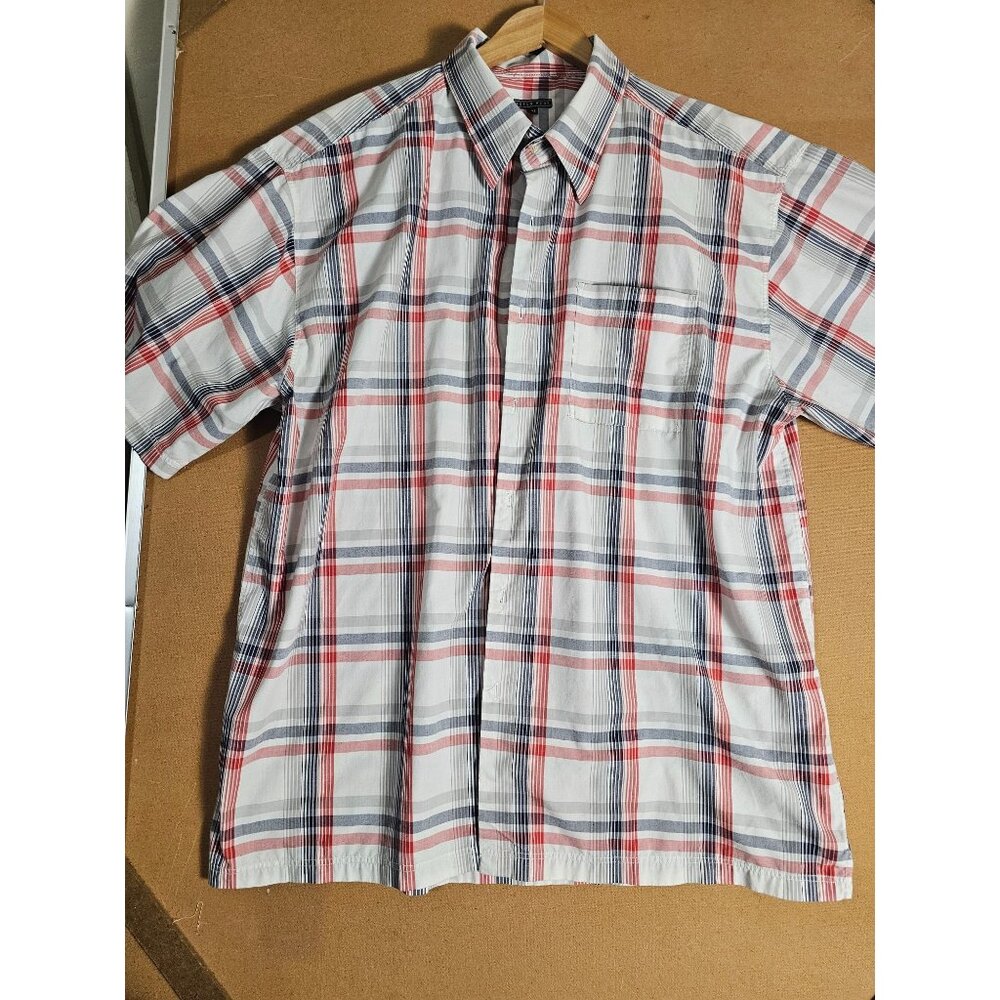 Russo Wear Plaid Short Sleeve Button Up Shirt Men 3XL Casual